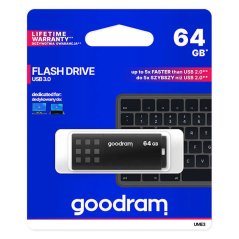 Goodram USB flash disk, USB 3.0, 64GB,, černý, s krytkou