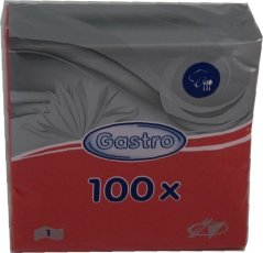 Ubrousky 1vr. 33x33 červené /100ks