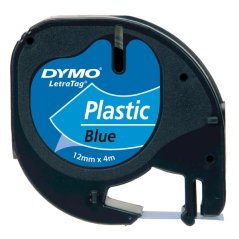 Dymo páska LetraTag 12x4mm plast černý tisk/modrý podklad